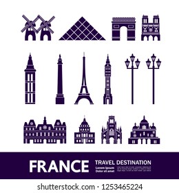 France Travel Destination Vector illustration.