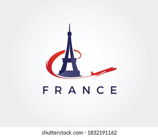 france travel, eiffel tower logo minimal icon, vector