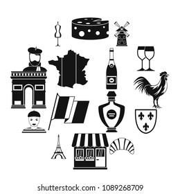 France travel icons set. Simple illustration of 16 France travel vector icons for web