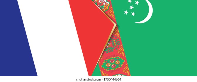 Banderas de Francia y Turkmenistán, dos banderas vectoriales símbolo de relación o enfrentamiento.