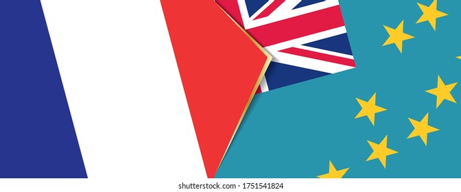 Banderas de Francia y Tuvalu, dos banderas vectoriales símbolo de relación o enfrentamiento.