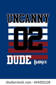 france uncanny dude,t-shirt print poster vector illustration
