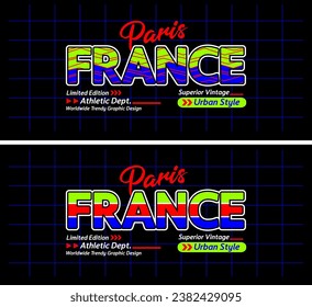 France urban line lettering sports style vintage college, typography, for t-shirt, posters, labels, etc.