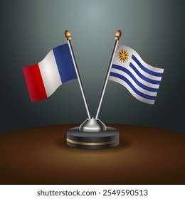 La tabla de Francia y Uruguay marca la relación con el fondo de gradiente. Ilustración vectorial