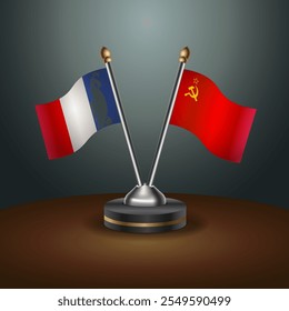 França e URSS sinalizam a relação com o plano de fundo do gradiente. Ilustração de vetor