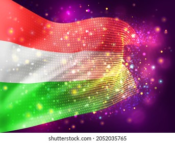 France, vector 3d flag on pink purple background with lighting and flares