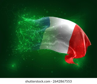 France, vector 3d flag on green background and numbers