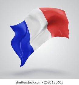 France, vector 3d flag with waves on a white background