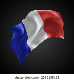 France, vector 3d flag with waves on a black background