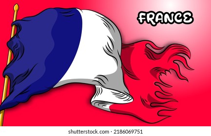 france vector flag with hand drawn