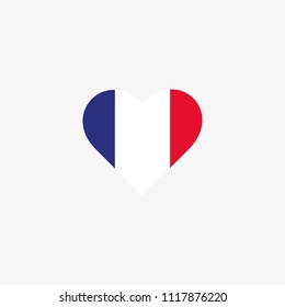 France Vector Flag Inside heart shape graphic element Illustration template design
