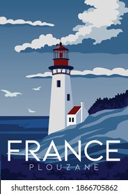 France Vector Illustration Background. Travel to Plouzane France. Flat Cartoon Vector Illustration in Colored Style.