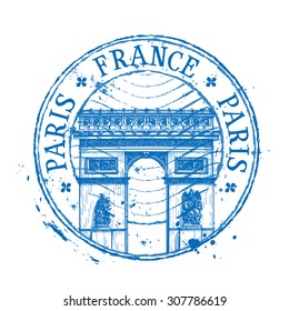 France vector logo design template. stamp or Paris, architecture icon