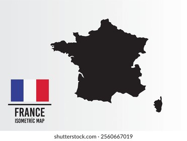 France vector map with flag next to it. France map with national flag isolated on white background. Vector illustration.