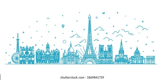 Frankreich Vektorgrafik-Skyline mit Panorama