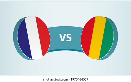 France versus Guinea, team sports competition concept. Round flag of countries.