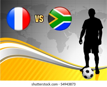 France versus South Africa on Abstract World Map Background Original Illustration