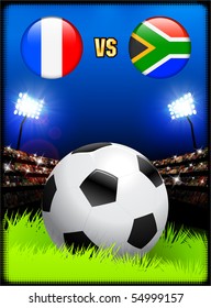 France versus South Africa on Soccer Stadium Event Background Original Illustration