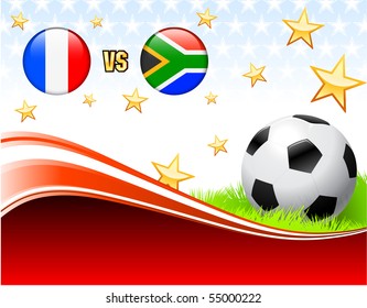 France versus South Africa on Abstract Red Background with Stars Original Illustration