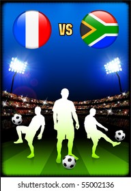 France versus South Africa on Stadium Event Background Original Illustration