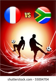 France versus South Africa on Abstract Red Light Background Original Illustration