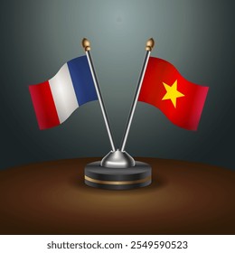 La tabla de Francia y Vietnam marca la relación con el fondo de gradiente. Ilustración vectorial