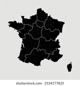 france vintage icon map. Vintage france map with regions isolated on white background.
