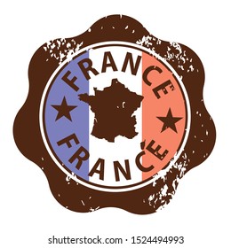 france vintage rubber stamp, flag colors, vector illustration 