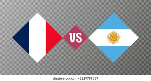 France vs Argentina flag concept. Vector illustration.