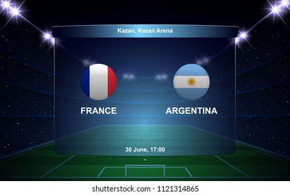 France vs Argentina football scoreboard broadcast graphic soccer template