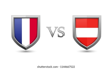 France vs austria flag shield badges for international championship football competition