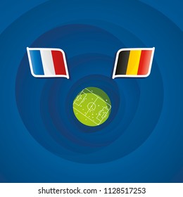 France vs Belgium flags abstract soccer stadium background