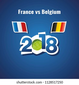 France vs Belgium flags soccer blue background