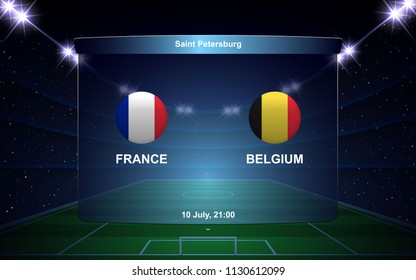 France vs Belgium football scoreboard broadcast graphic soccer template