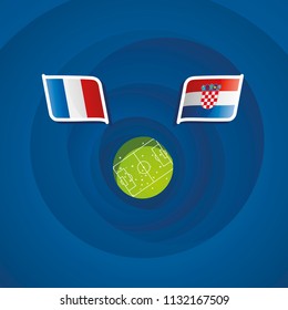 France vs Croatia flags abstract soccer stadium background