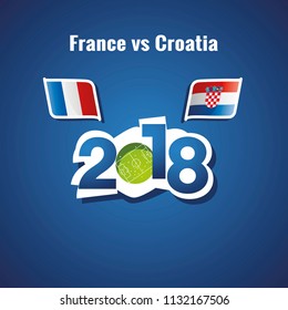 France vs Croatia flags soccer blue background