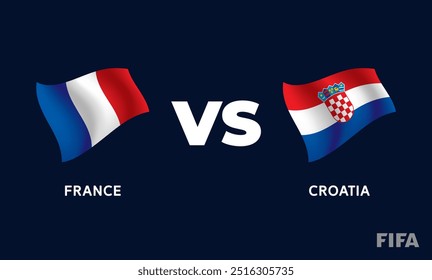 Francia VS Croacia Ilustración vectorial de Plantilla de diseño de insignia de bandera de partido de fútbol internacional.