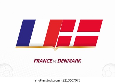 France vs Denmark in Football Competition, Group A. Versus icon on Football background. Sport vector icon.