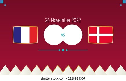 France vs Denmark football match, international soccer competition 2022. Versus icon.