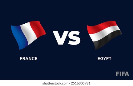 France VS Egypt International Football Match Flag Badge Design Template Vector Illustration.