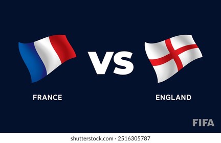 France VS England International Football Match Flag Badge Design Template Vector Illustration.