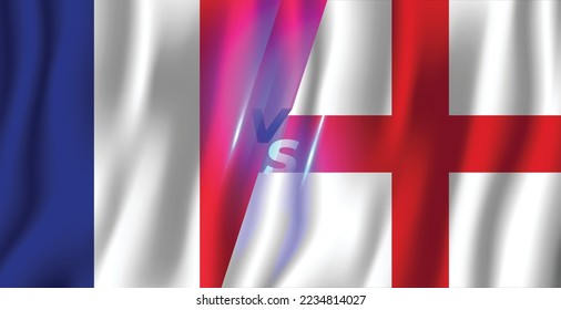 France vs England waving flag 3d illustration sport background