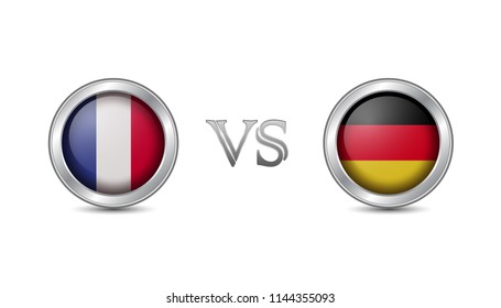 France vs germany flag concept in metal circle badges for international championship football competition  