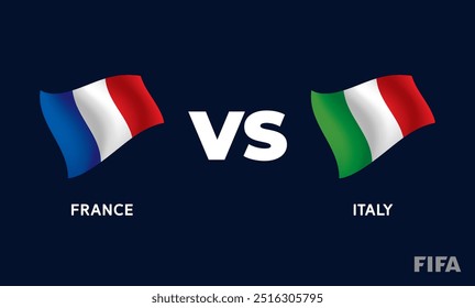 France VS Italy International Football Match Flag Badge Design Template Vector Illustration.