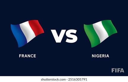 France VS Nigeria International Football Match Flag Badge Design Template Vector Illustration.