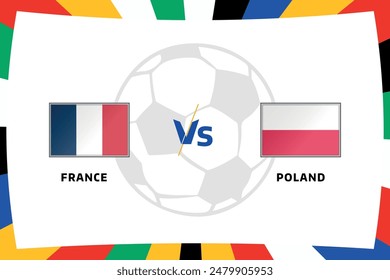 Francia vs Polonia en la competencia de fútbol Banderas rivales de ambos Equipos Bandera con color blanco aislado y archivo EPS editable. FRA VS POL concepto de partido de fútbol. Plantilla gráfica Victor,