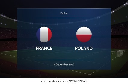 France vs Poland. Football scoreboard broadcast graphic soccer template