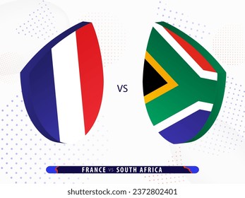 France vs South Africa quarter-final rugby match, international rugby competition 2023. Template for world tournament.