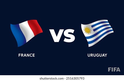 Cópia arquivada em 15 de julho de 2015 "France VS Uruguay International Football Match Flag Badge Design Template Vetor Illustration" .