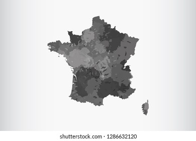 France watercolor map vector illustration of black color on light background using paint brush in paper page
